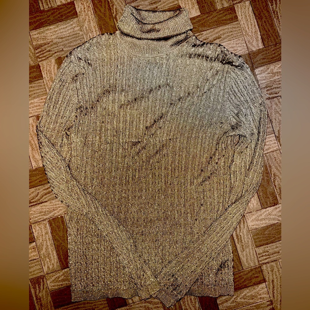 Vintage Ralph Lauren gold metallic turtleneck sweater EUC